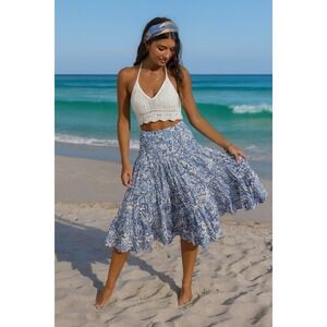 Skirt Women XS Tiered Tropical Resortwear Floral Beach Hawaiian Vacation Cruise